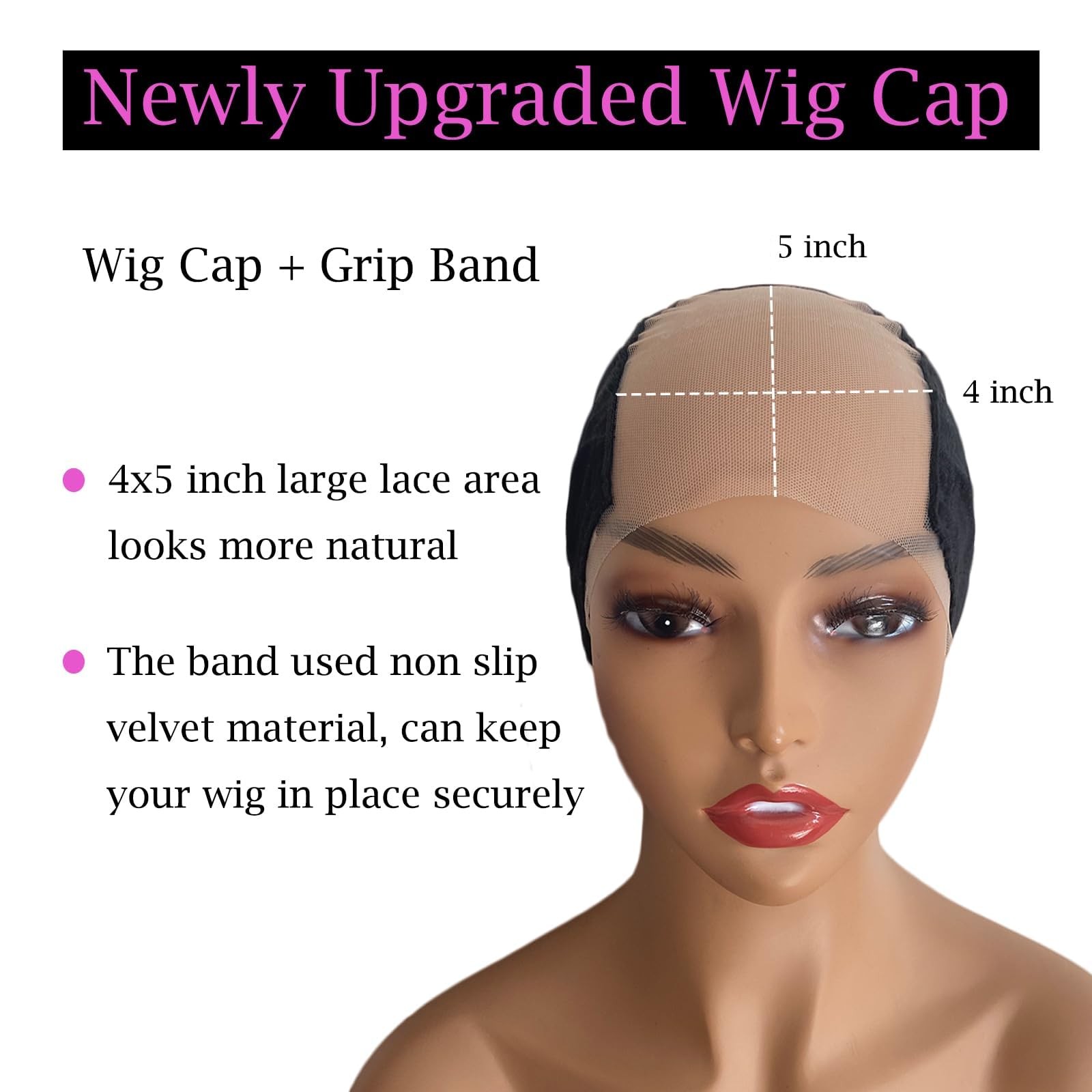 Lace Wig Grip Cap 4X5 Transparent Reusable Adjustable Non-Slip Cap for Women