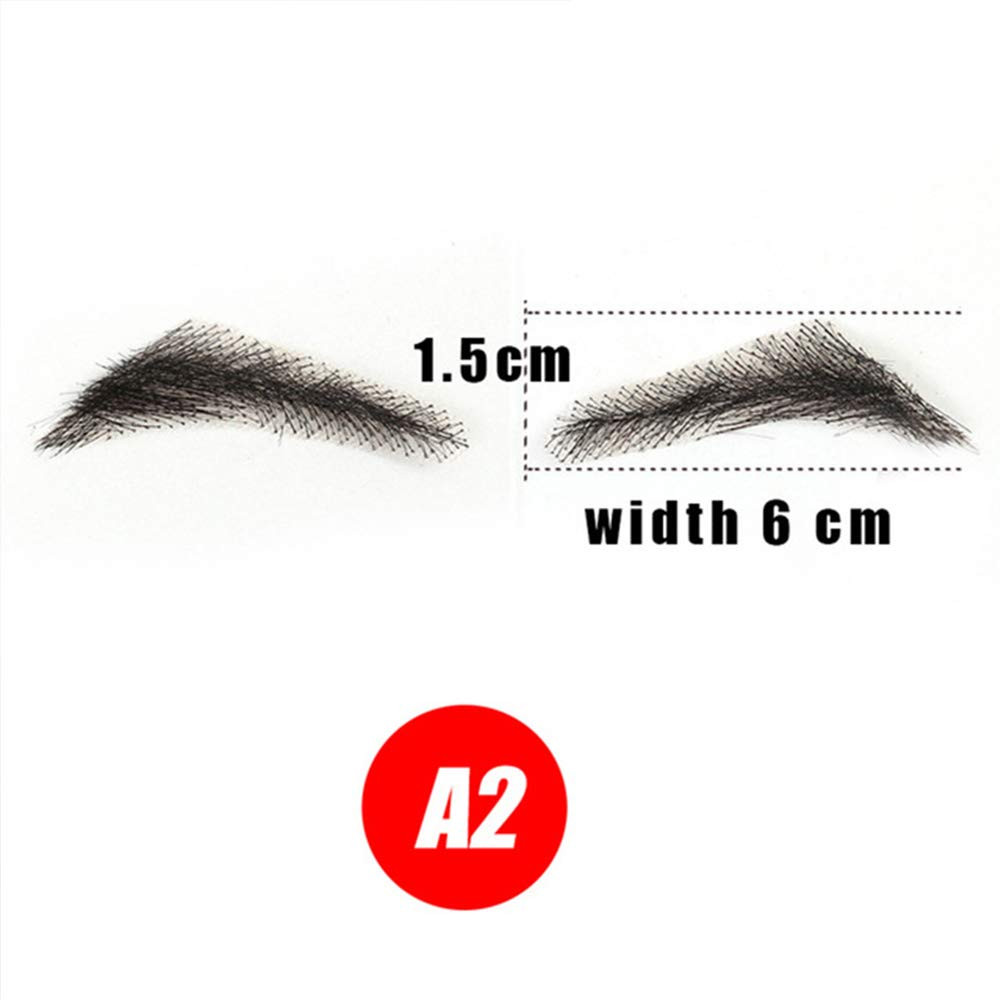100% Human Hair False Brows for Men and Women Re-Usable Lace Base Fake Eyebrows