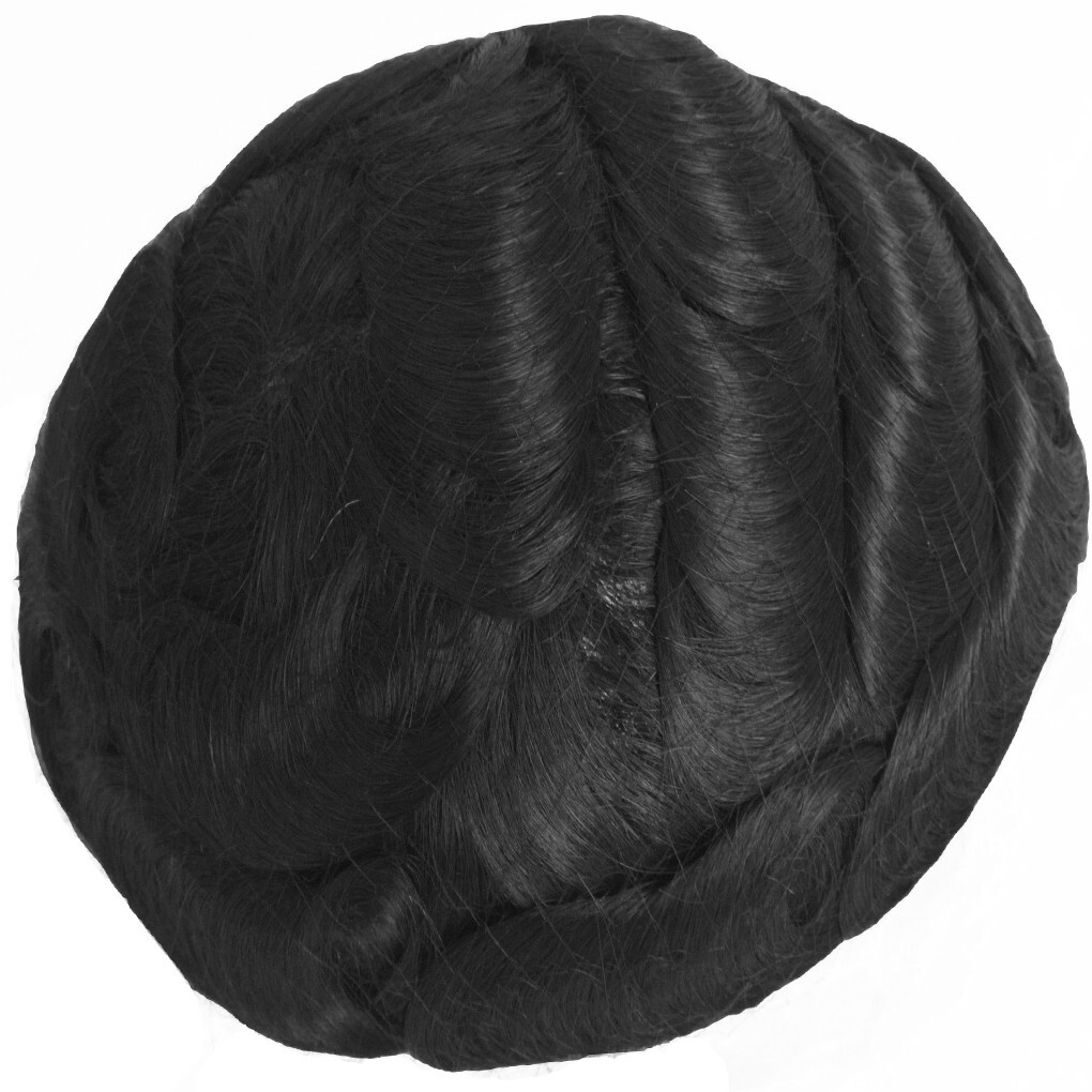 Men’s Poly Skin Hairpiece Front V-loop Invisible Hairline Toupee Wigs For Men