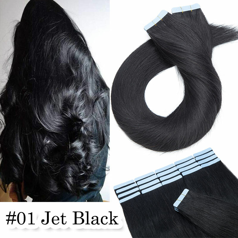 Tape in Hair Extensions 100% Remy Real Human Hair Skin Weft Black Brown Blonde S