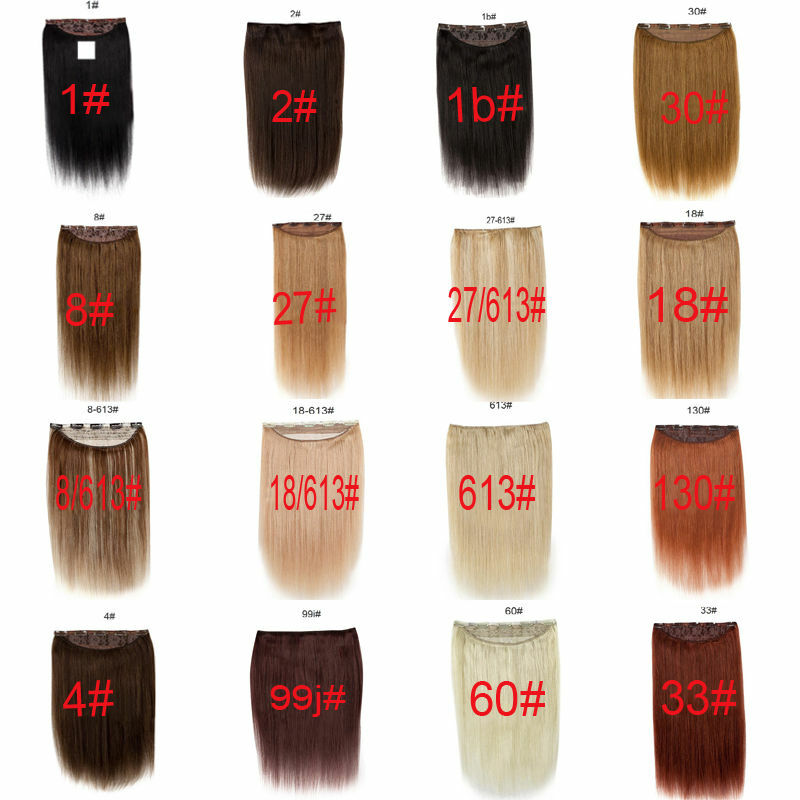 100g 150g 200g 16-30″ Clip One-piece Human Hair Extension Full Head More Color