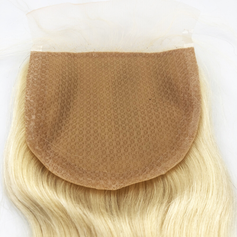 5*5 Silk Base Lace Closure Body Wave Ash Blonde Human Hair Piece Skin Top #613