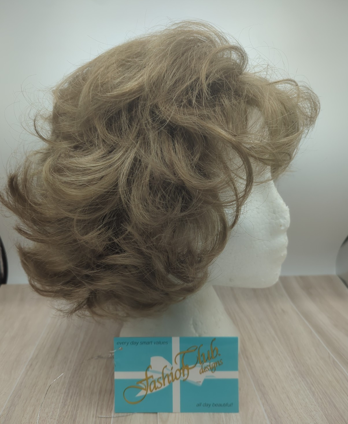 Fashion Club Designs Short Curly Wig Joy 14 Large, Light Ash Brown