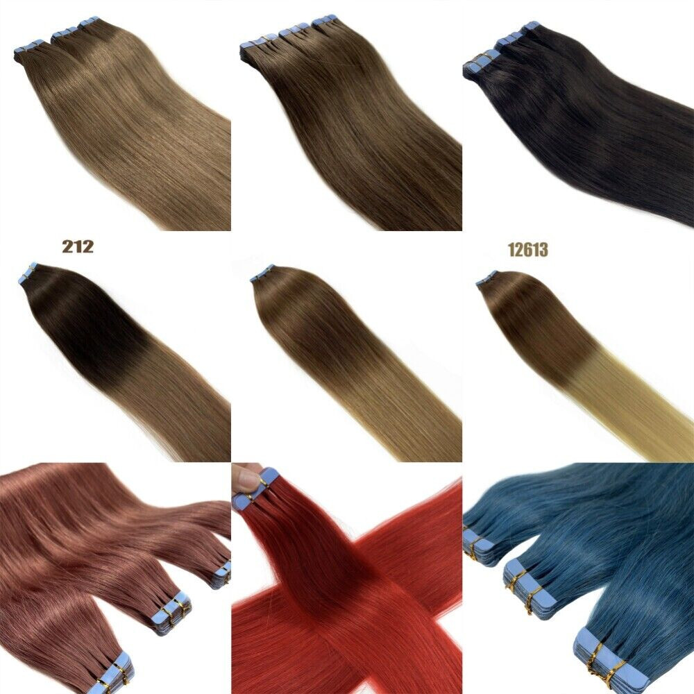 Tape in Human Hair Extensions Skin Wefts Premium Remy Hair Highlight BlondeWomen