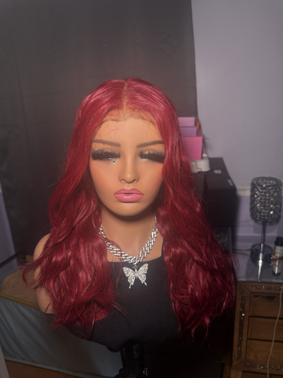 Cherry Burgundy Vivid Red Human Hair Wig