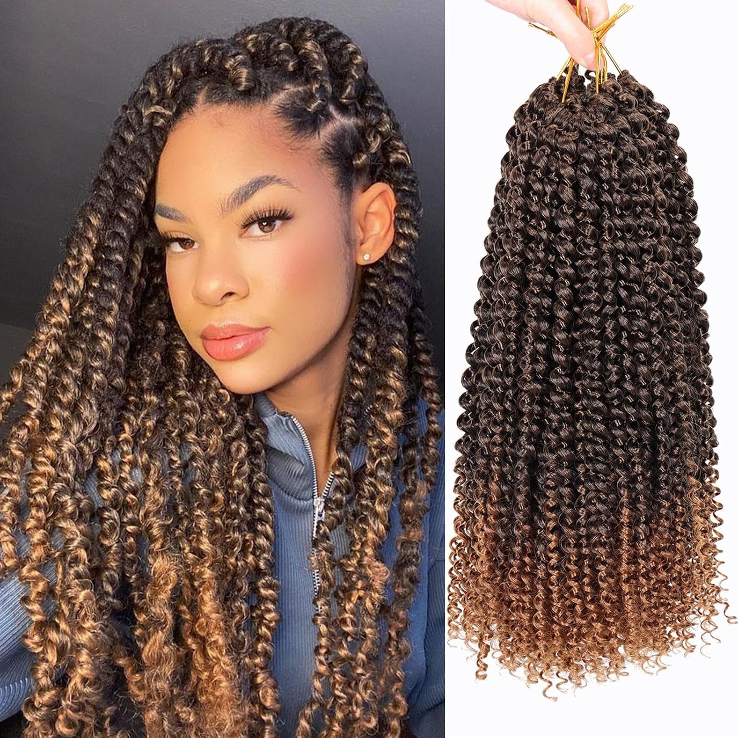 Natural Ombre Brown Passion Twist Hair – 16 Inches, 7 Packs for Easy Styling
