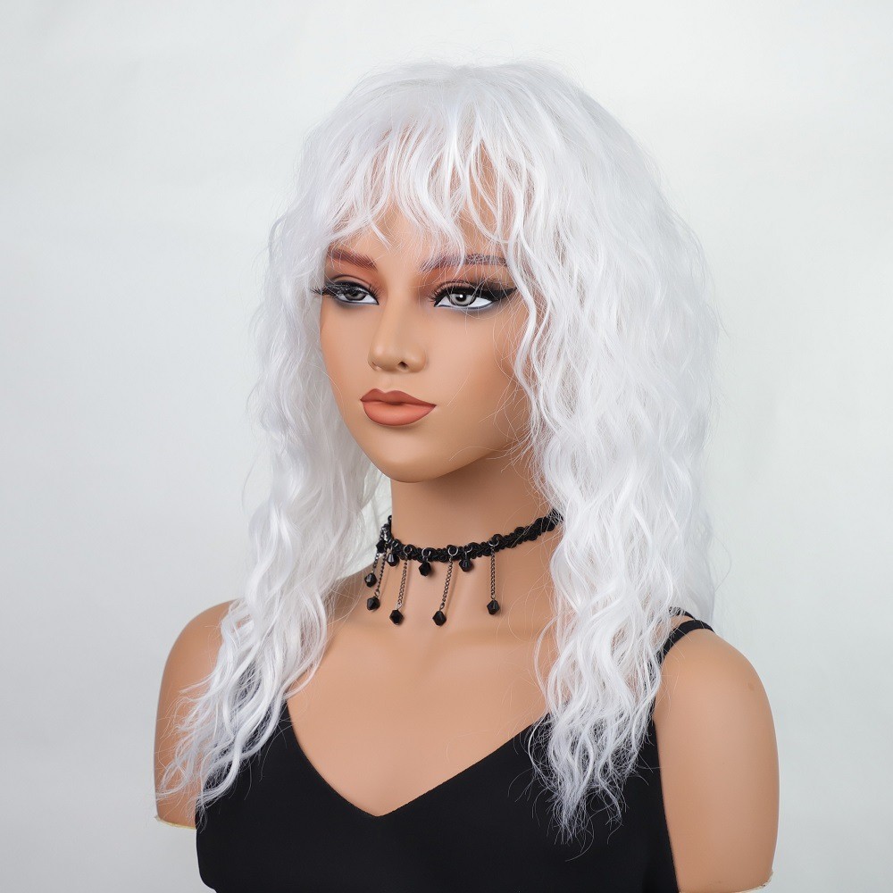 European Style Long Water Wave Wig for Women Heat Resistant Synthetic Fiber