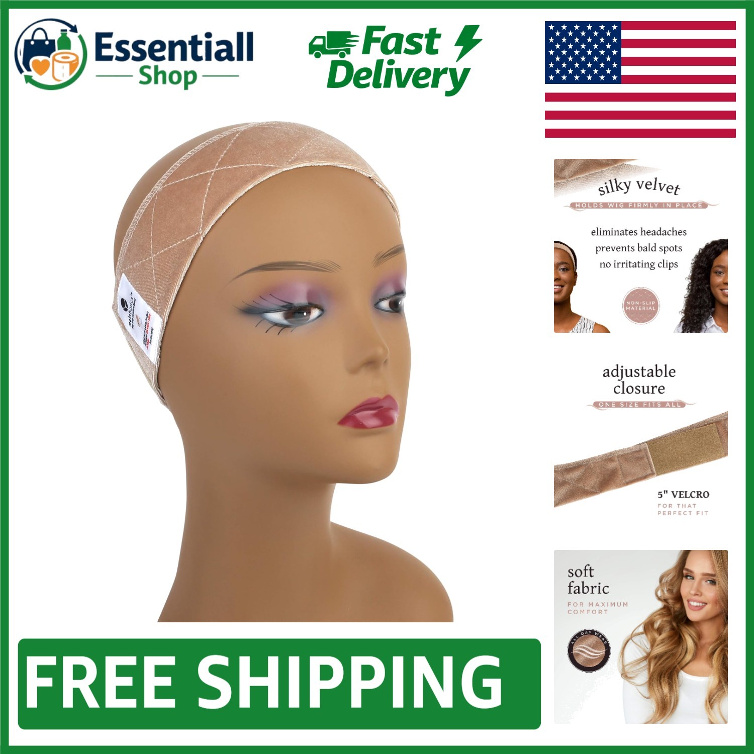 Luxury Adjustable Wig Grip Band – Velvet Headband for Secure Wear and Comfort