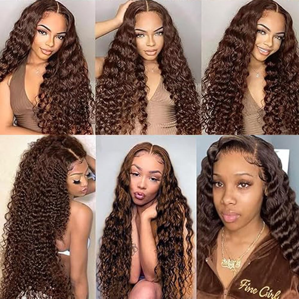 Bafamiya Deep Wave Human Hair Bundles Chocolate Brown 1 Bundle Dark Brown 16