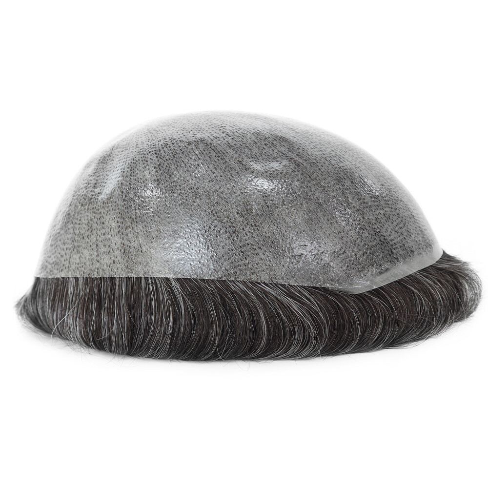 Mens Human Hair Replacement System Natural Injected Thin Skin Toupee Hairpieces