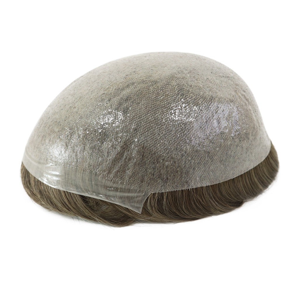 Mens Toupee Human Hair System Hairpiece 0.04 Thin Skin Dark Blonde Mirage#17
