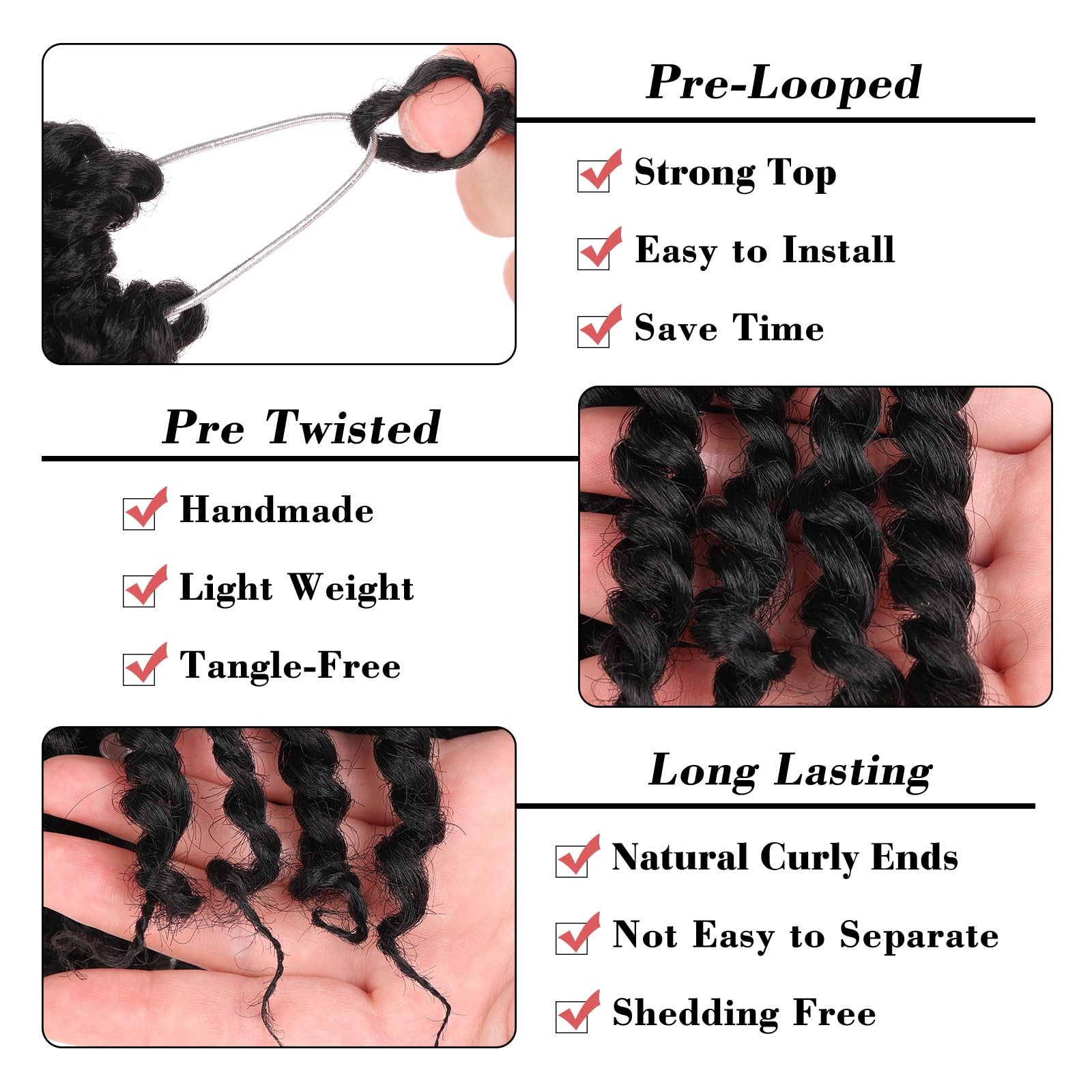 6 Inch Pre Twisted Passion Twist Hair 8 Packs Natural Black Short Crochet Bom…