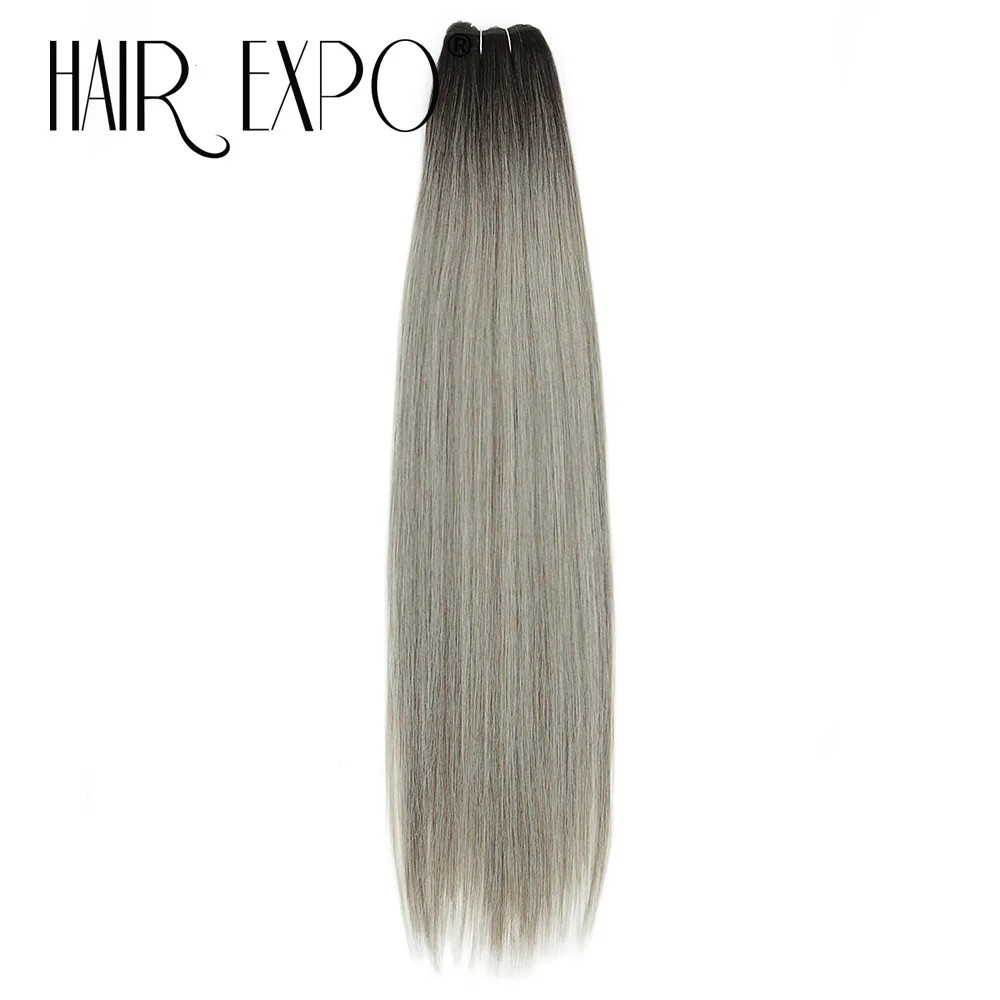 Smooth Long Ombre 26Inch Synthetic Yaki Straight Hair Bundles 150g Natural Hair