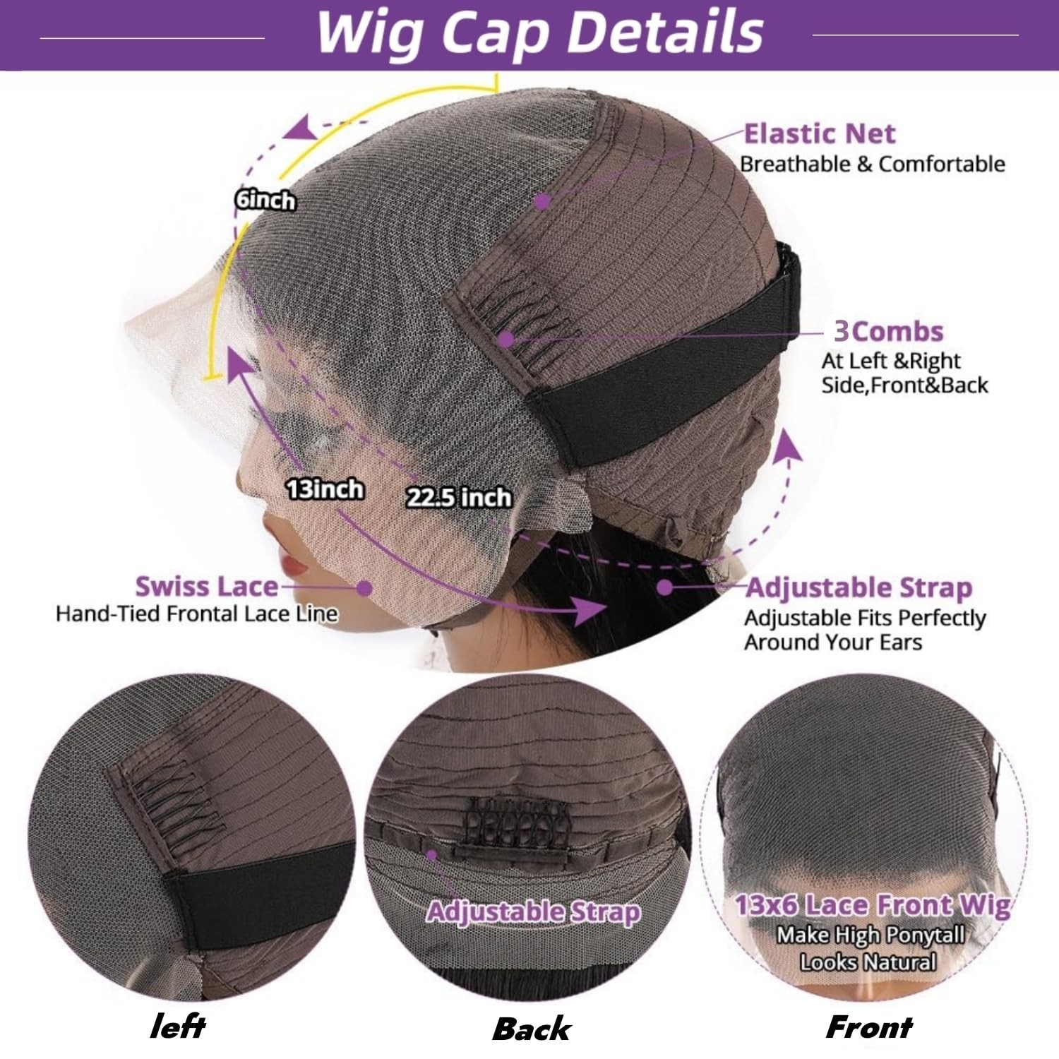 Glueless 13×6 Deep Wave Lace Front Wig – 180% Density Human Hair, 22 Inch
