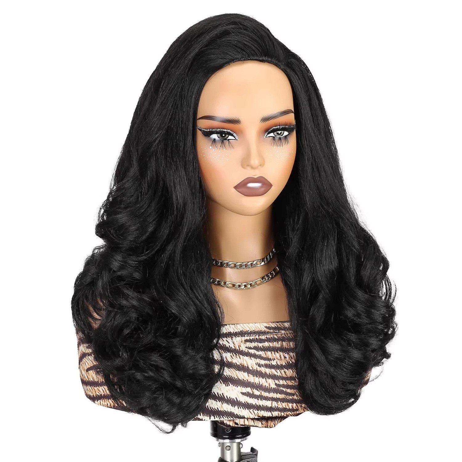 3PCS Pack Yaki Kinky Curly Half Wig for Women Synthetic Hair African American