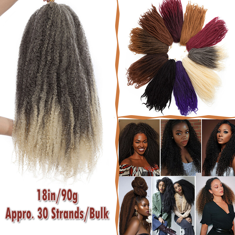 Afro Kinky Bulk Hair Extensions Curl Twist Crochet Braids 100% Natural As Human