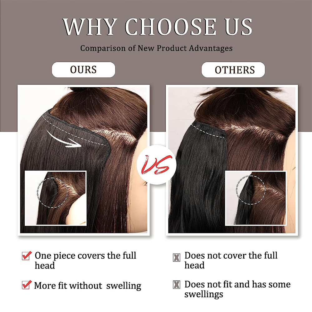 Women One Piece Real Clip in Remy Human Hair Extensions Full Head Straight Ombre
