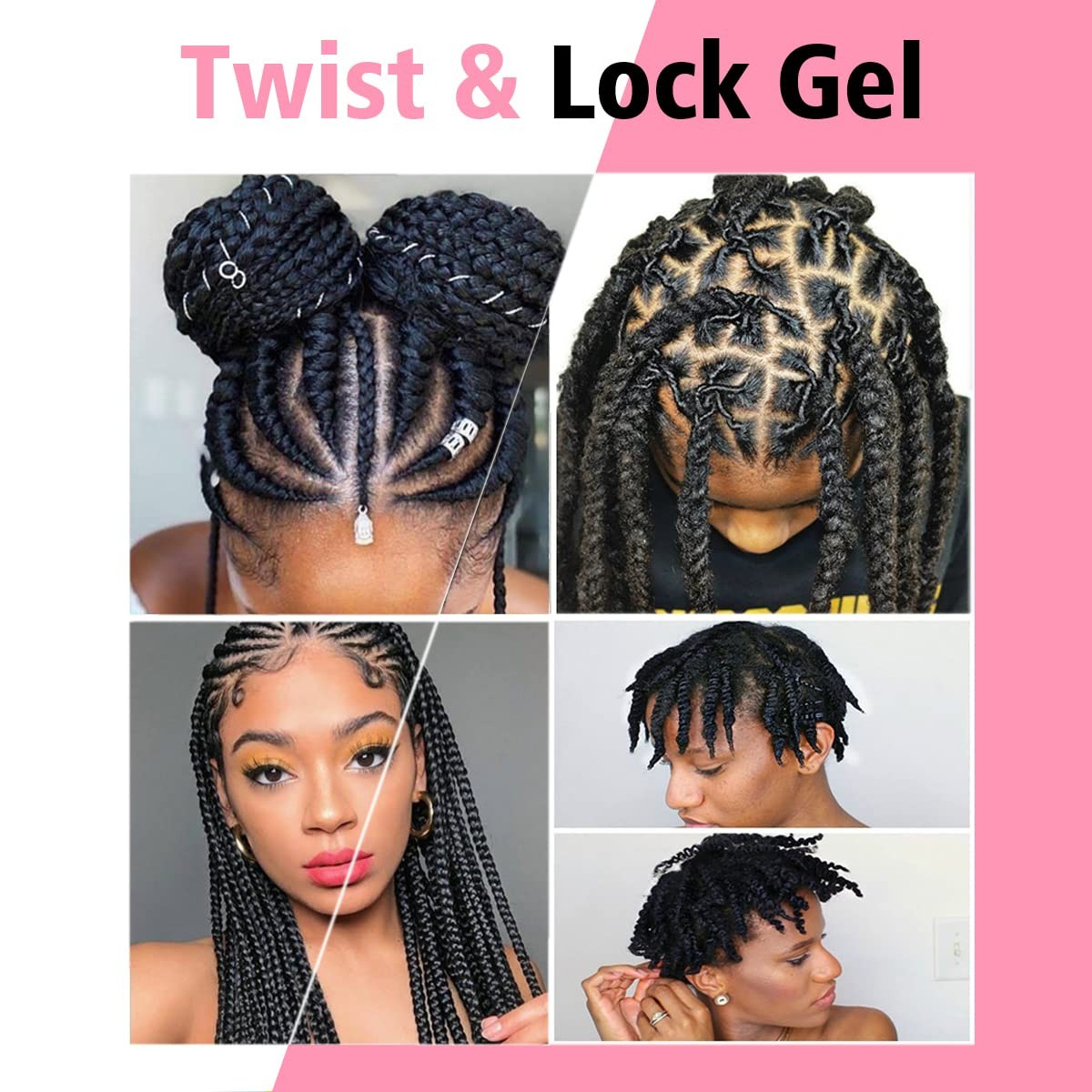Braid Gel Good for Twist, Locs, Braids, Edge No Flake Extra Hold High Shine