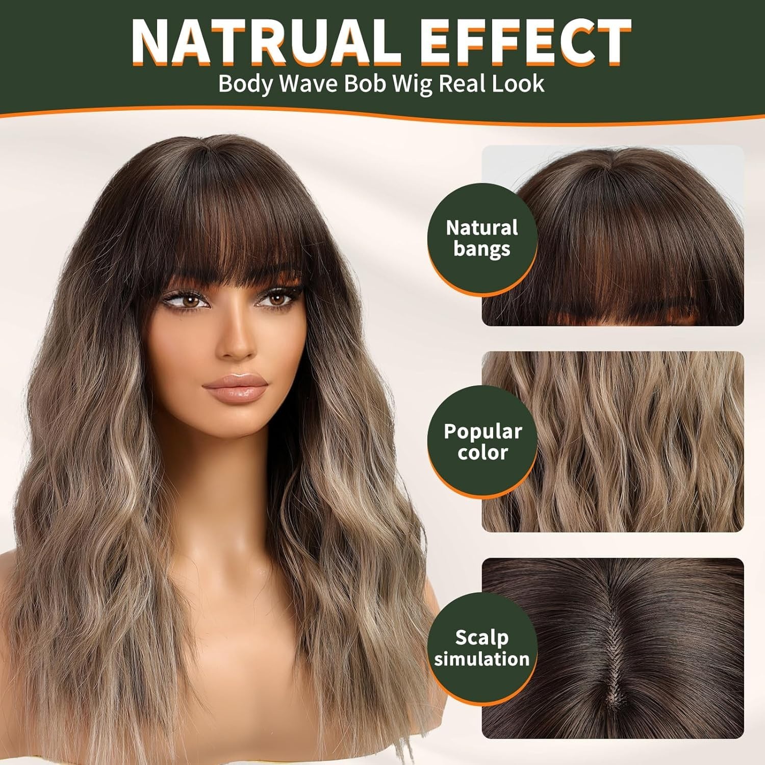 Modern Brown Shoulder-Length Curly Wig with Bangs – Versatile & All-Day Comfort