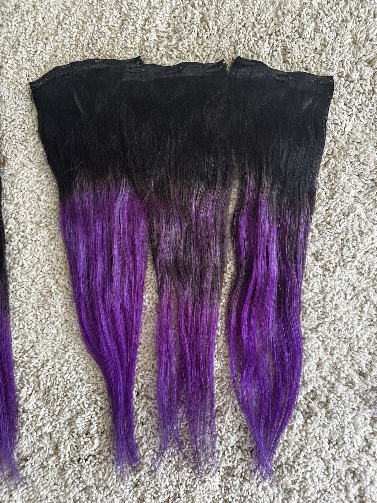 BELLAMI LACE WEFT CLIP-IN BLACK DARK BROWN/VIOLET PURPLE OMBRE 22 INCH 220 GRAMS