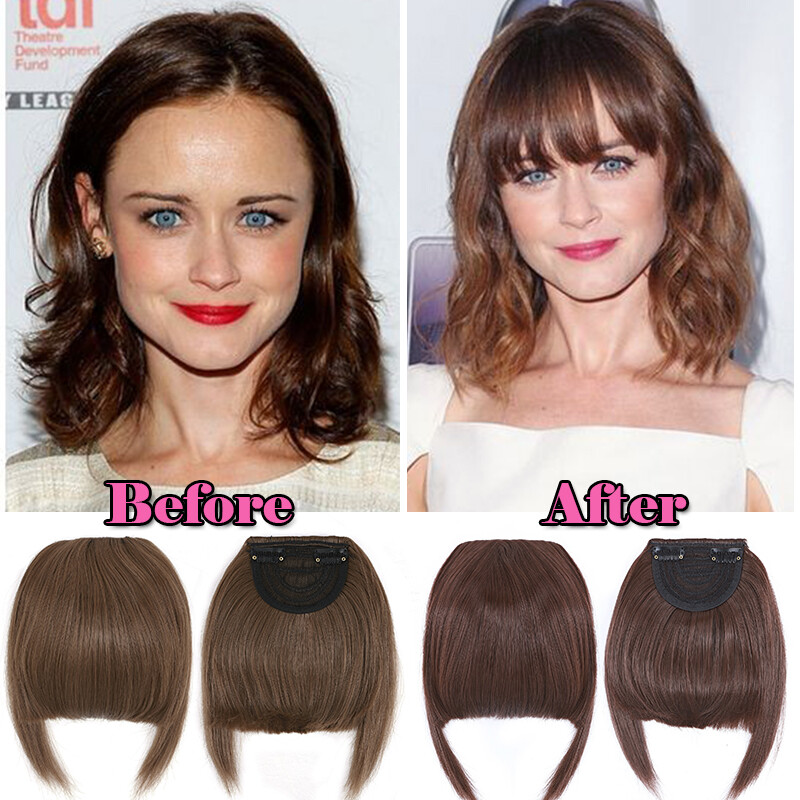Clip in on Fringe Neat Bangs Thin & Thick As Human Hair Extensions Hairpiece US