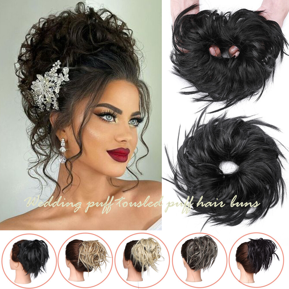 Thick Curly Messy Bun Hairpiece Scrunchie Updo Hair Extension Real as human 45G