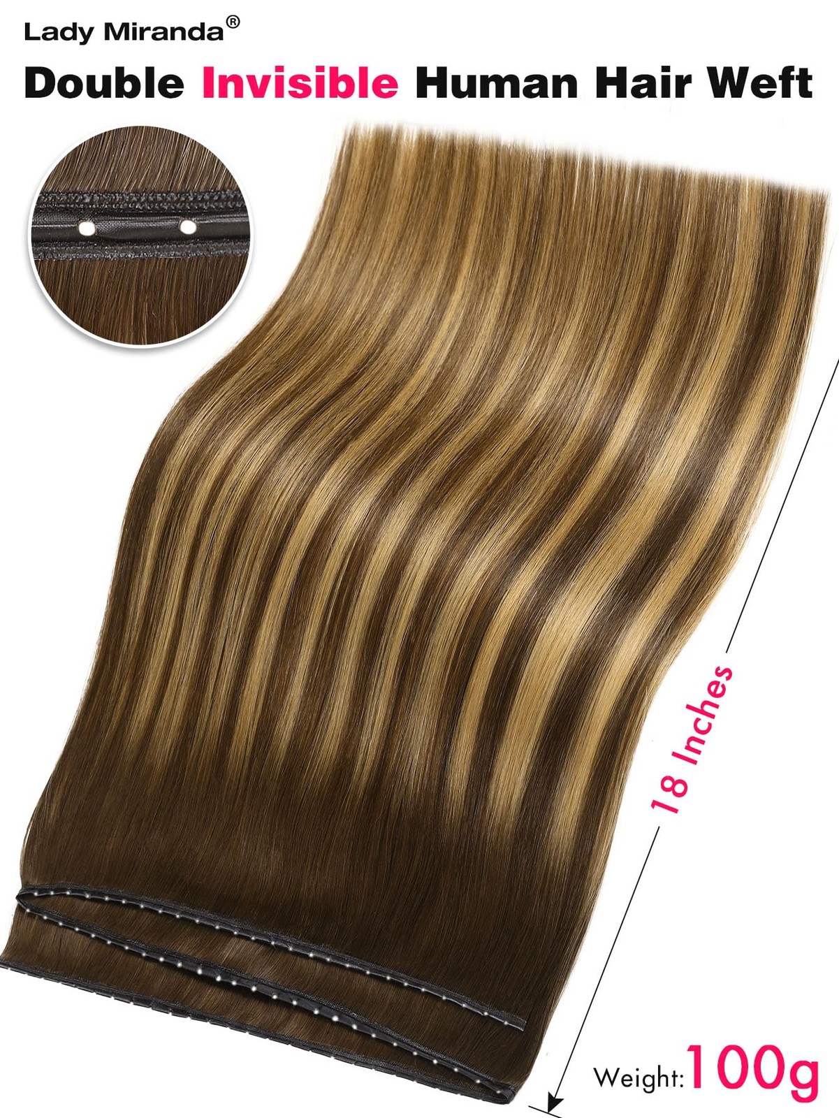 Lady Miranda 18 Inch 100G Butterfly Hair Extensions Real Human Hair Double