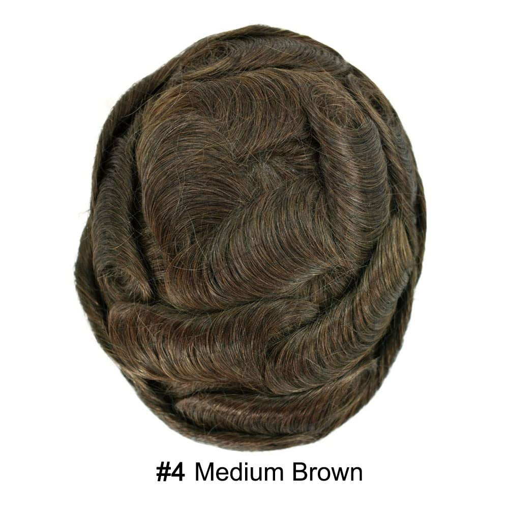 Mens Hair Piece Full French Lace Real Human Replacement System Hair Breathable T