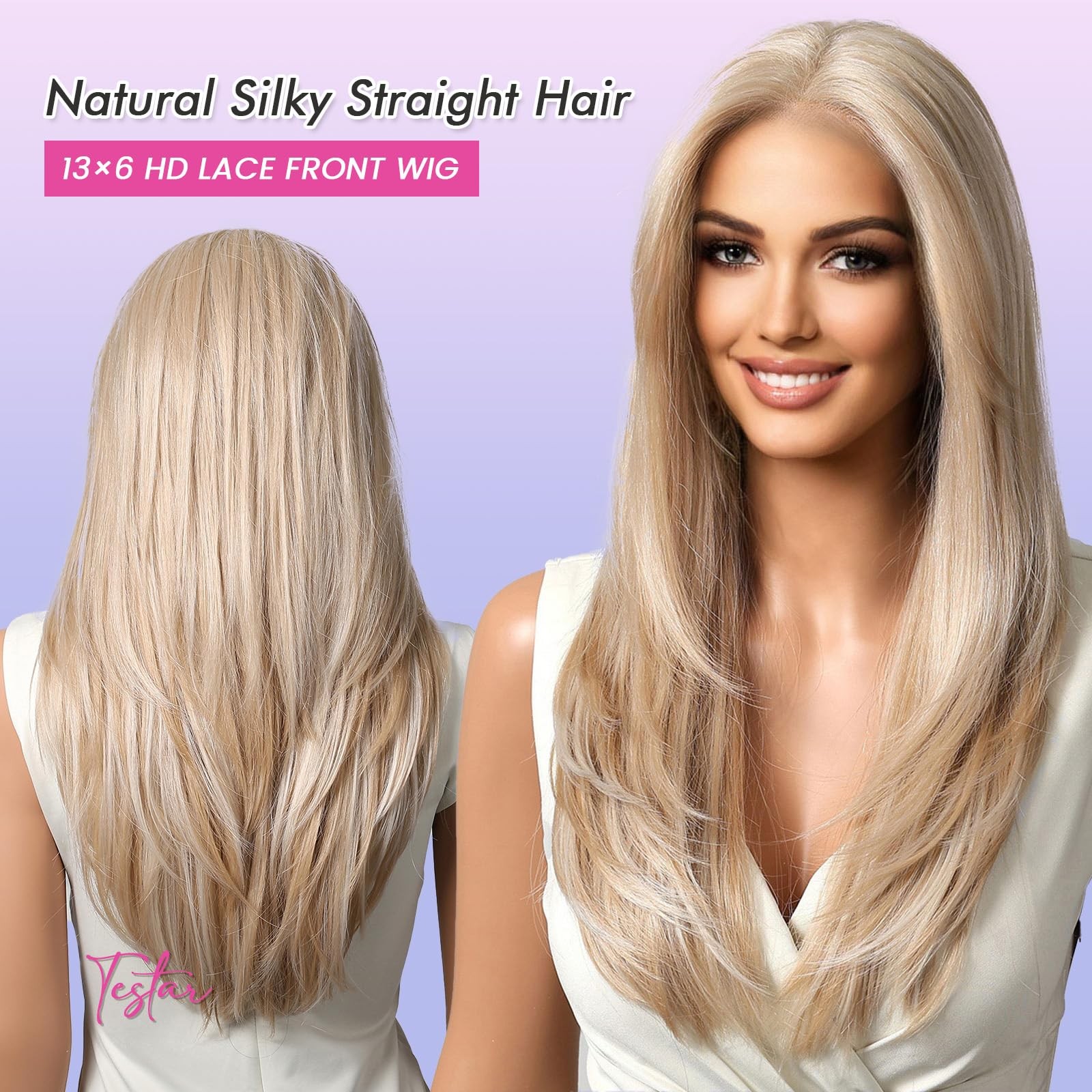 testar 613 13×6 Lace Front Wig Long Blonde Wigs for Women HD Transparent Lace…