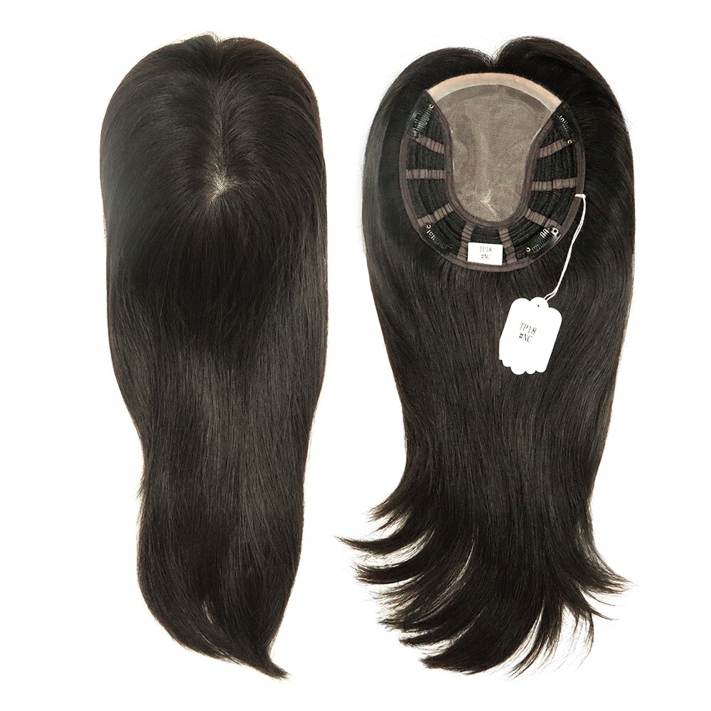 Women Topper Hair Toupee Fine Mono Wefted Top Pieces Human Remy Hair 16” TP18