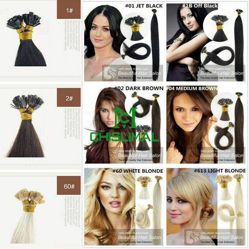 14″- 30inch Pre Bonded Flat Tip Keratin Remy Human Hair Extensions 1G thick hair