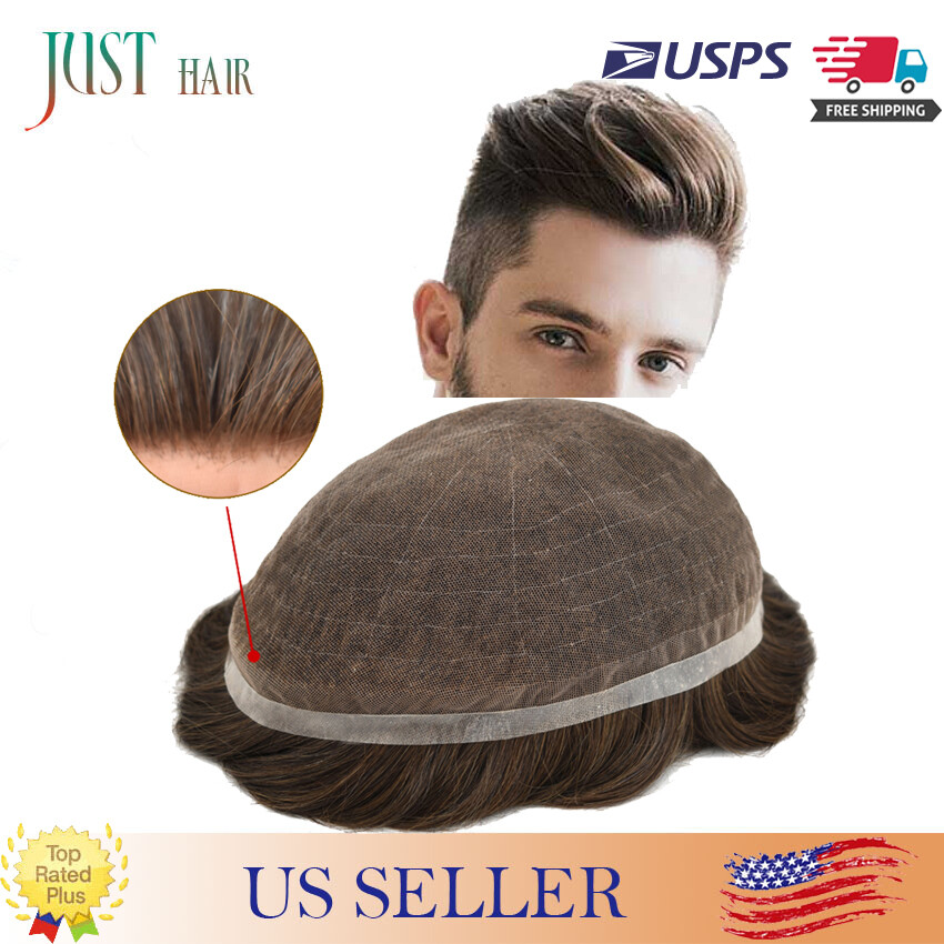 Full French Lace Men Toupee Light Density Remy Hair System Replacement for Men