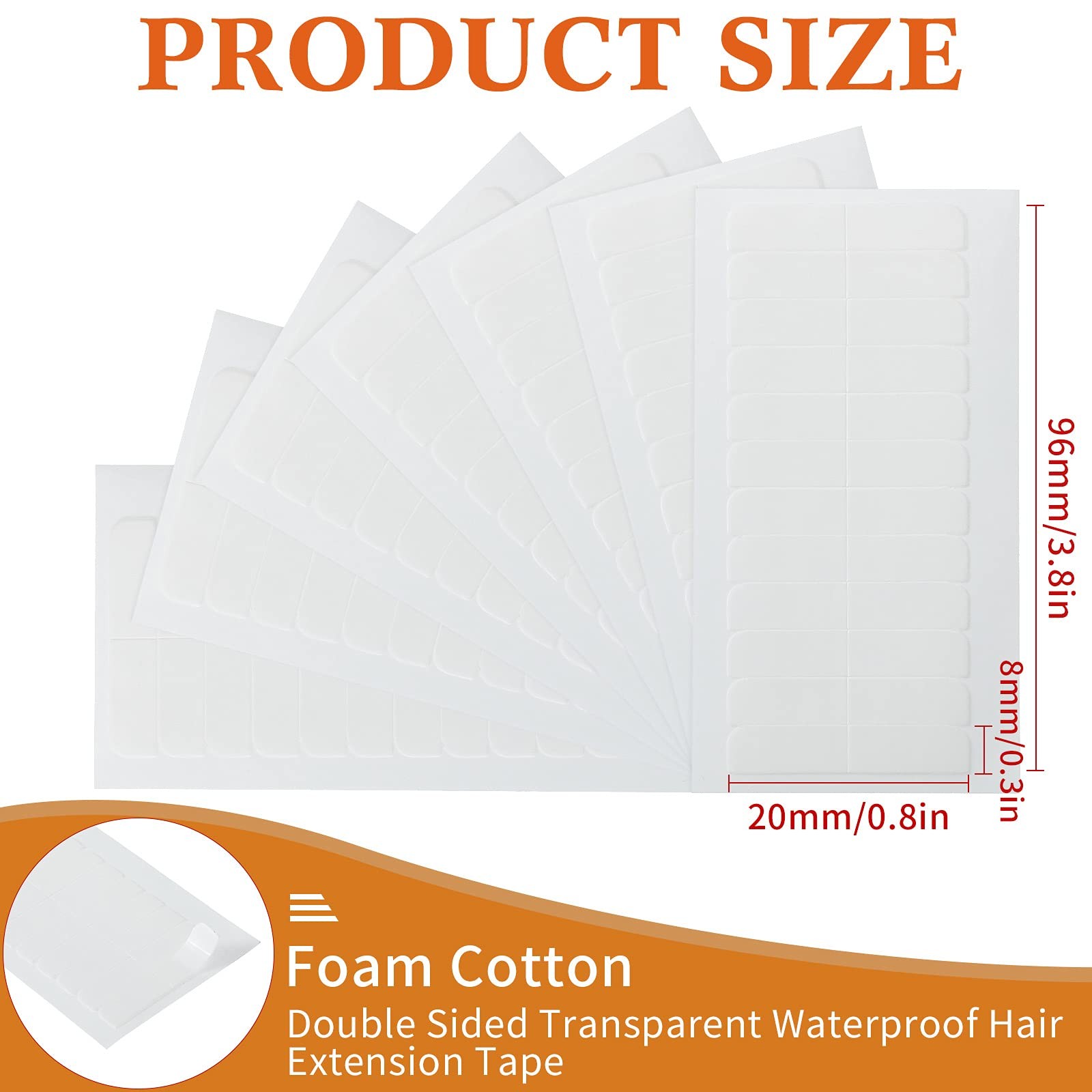 Hair Extension Tape Tabs Double Sided Replacement Tape Adhesive 1.57 x0.32 Inch