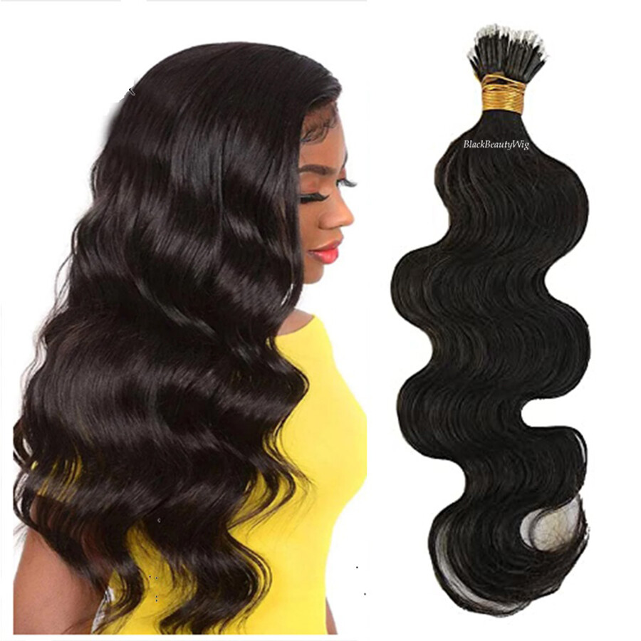 Body Wave Nano Ring Human Hair extension Remy Pre Bonded Microlink Hair 100pcs