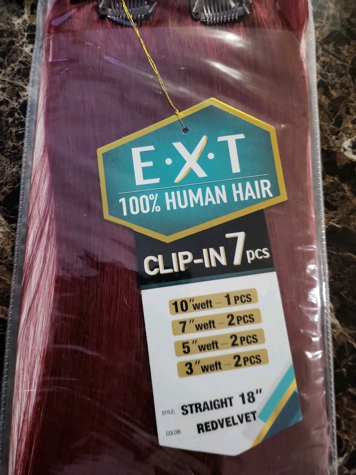 Shake-n-Go EXT 100% Human Hair 7 Piece Clip-In 18″ Red Velvet