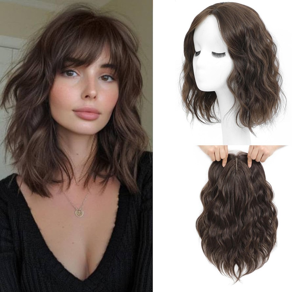 Hair Topper for Women12Inch Curly/Wavy Clip-In Synthetic Hairpiece for Thinning