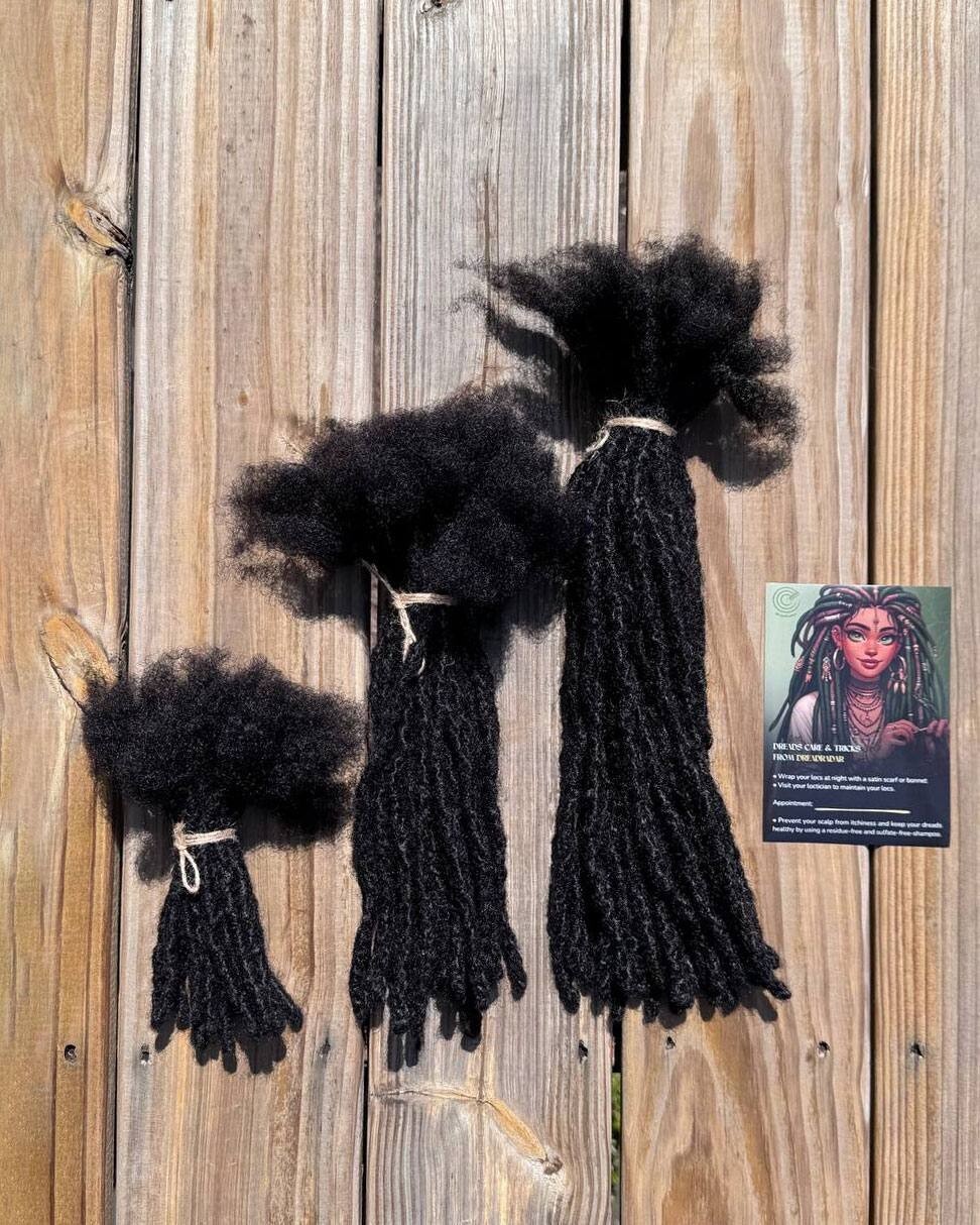 Textured interlocd human hair Dreadlock extensions, blunt tips, length: 4 ”- 60