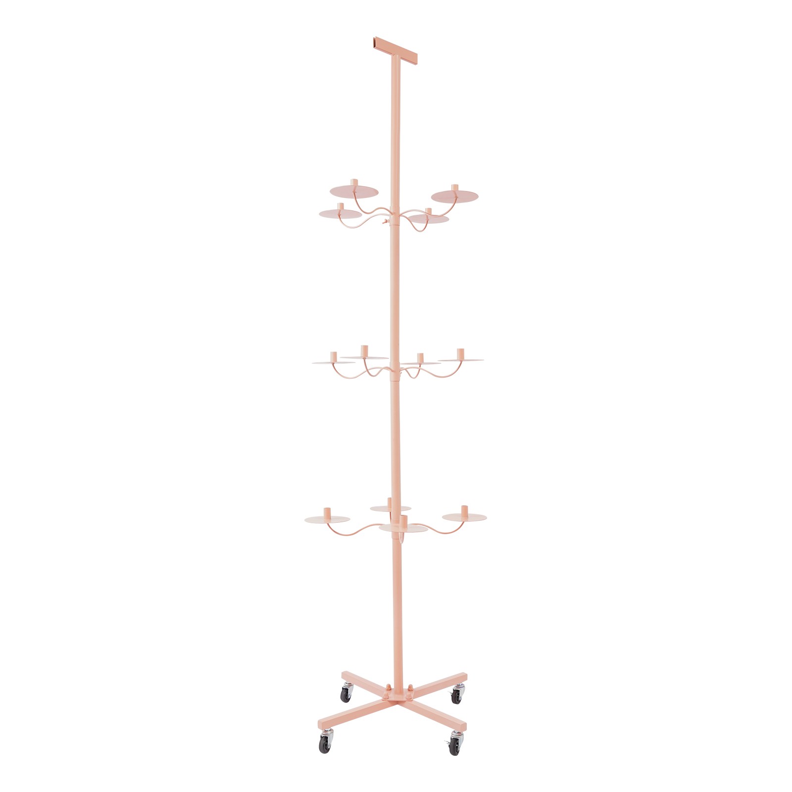 Pink 12-Head Heavy Duty Wig Stand Organizer | Metal Tripod Rack | Salon Display