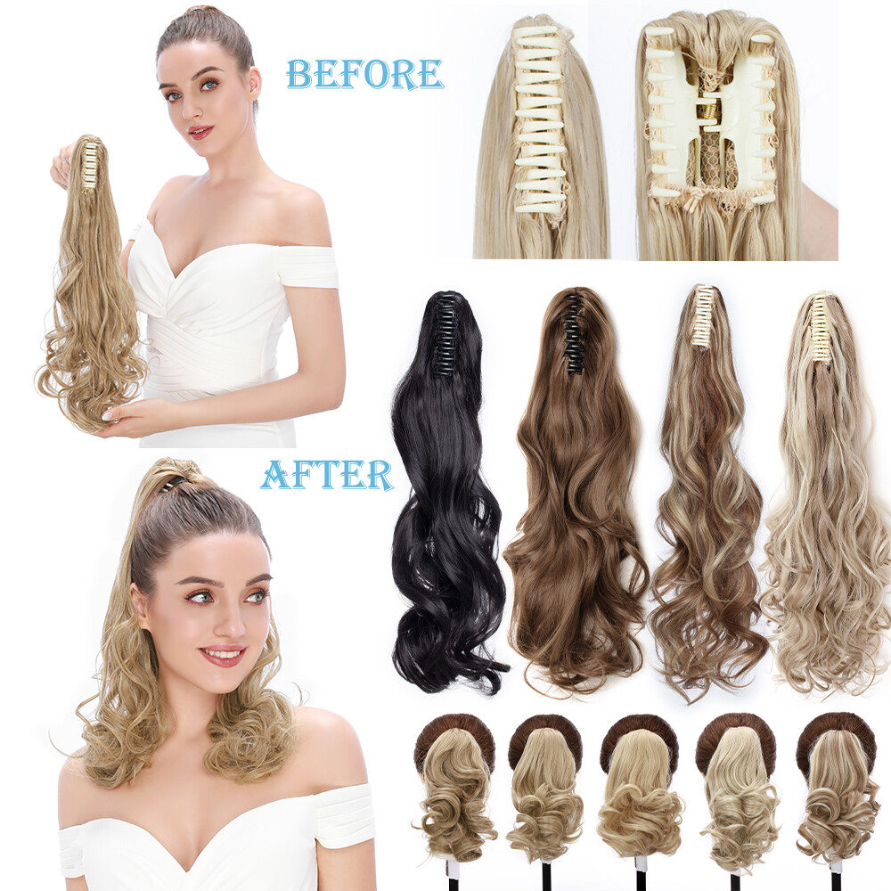 Thick Claw on Ponytail Hair Piece Clip in Hair Extension As Human Hair For Woman