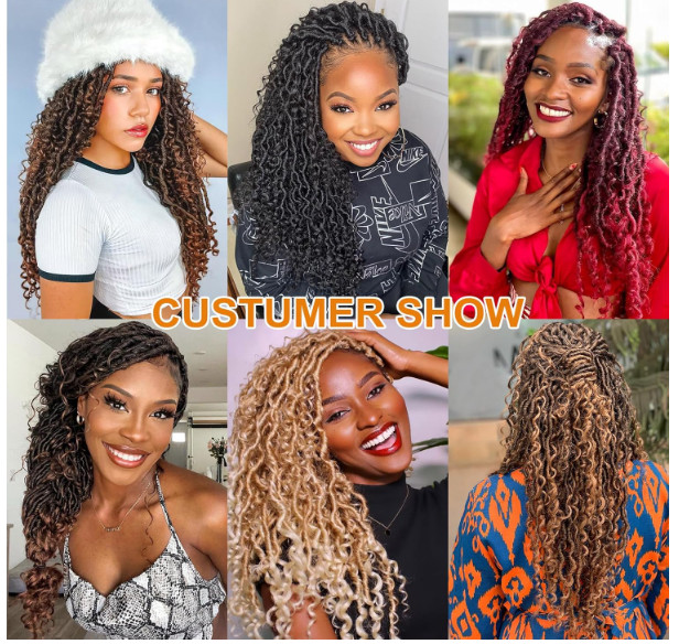 COOKOO Bohemian River Faux Locs Synthetic Braids Hair 18 Inch 8 Packs Burgundy
