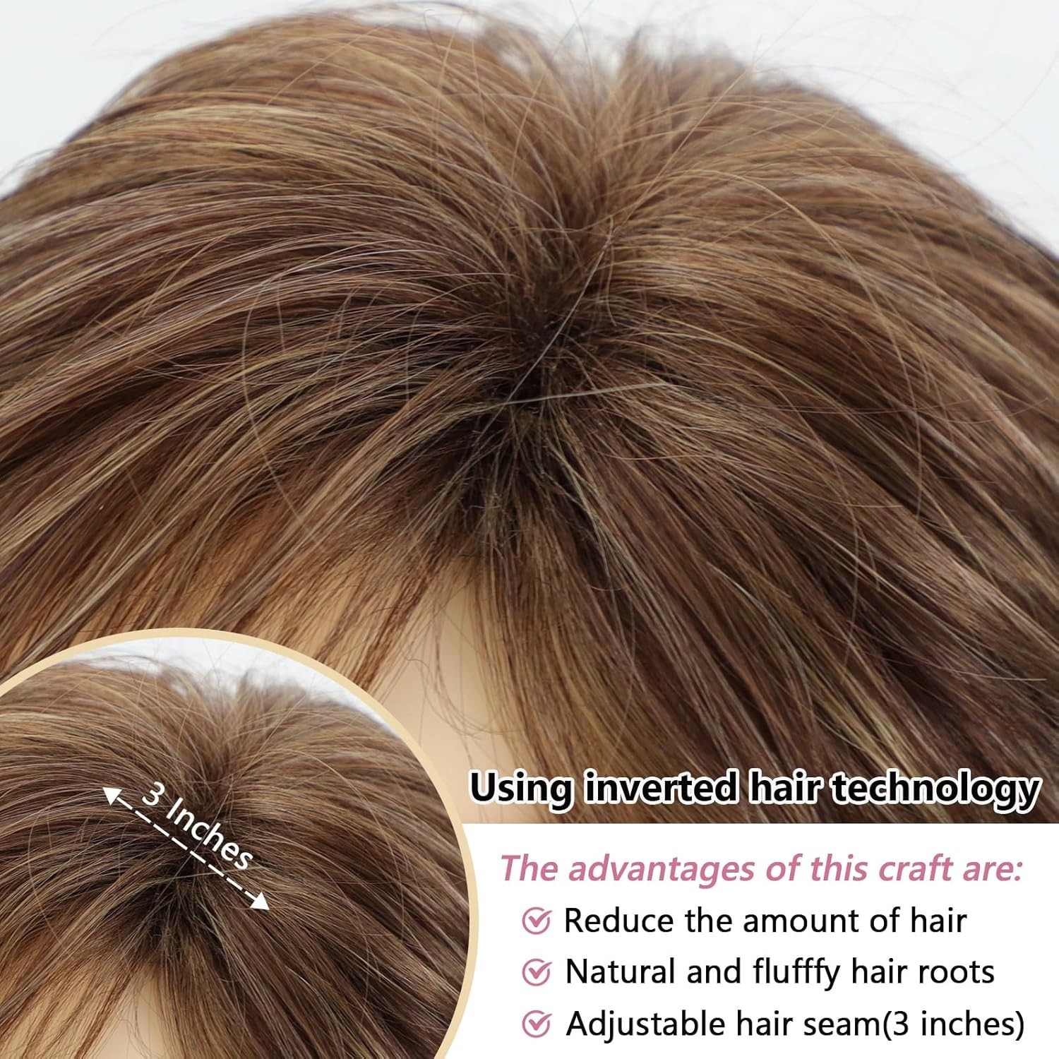 Pixie Cut Brown Short Hair Wigs for White Women with Bangs Brown Mixed Blonde…