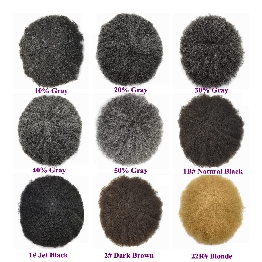 Afro Toupee For Black Men All Transparent Lace Curly 100%Human hair Weave system