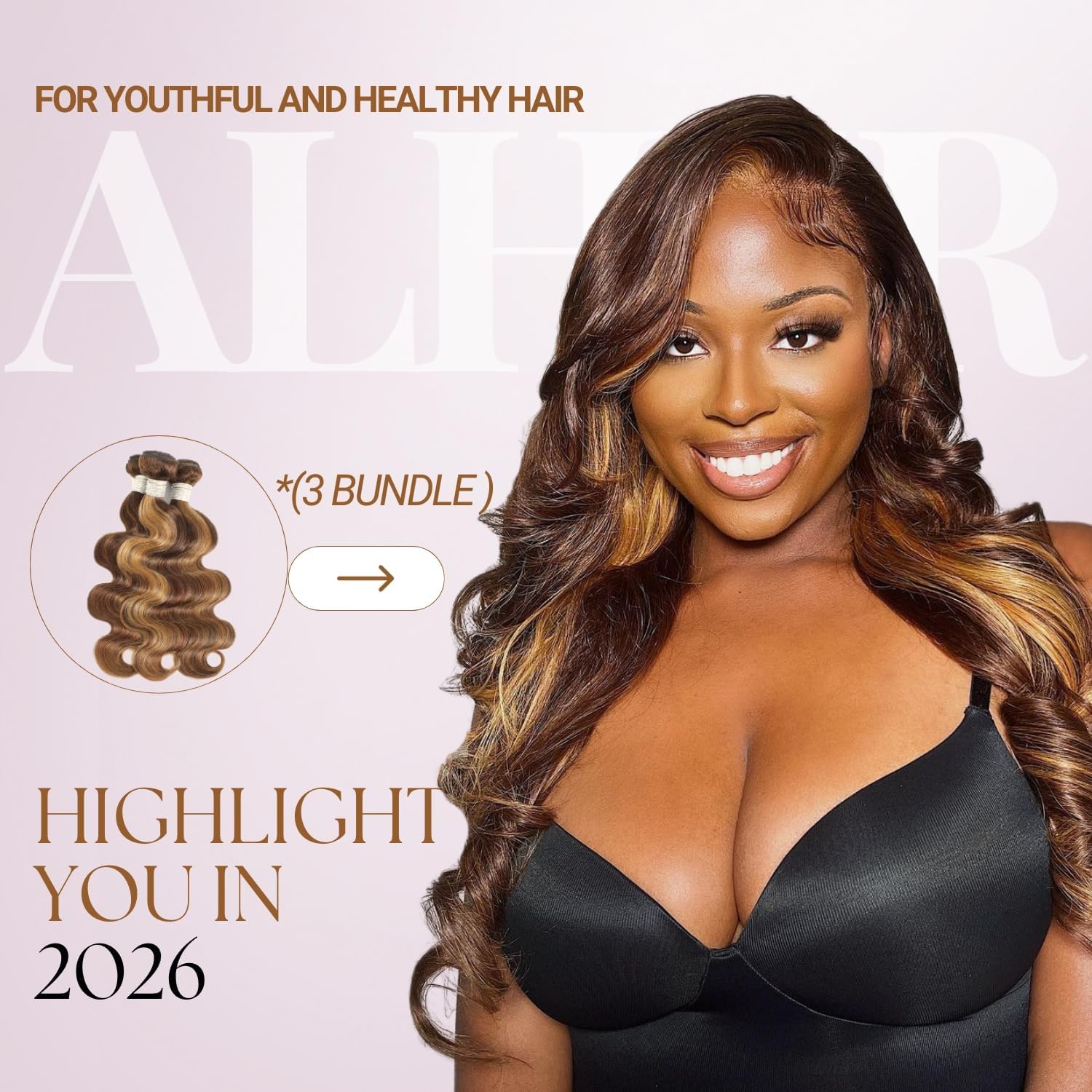 Alher Long Deep Part 2X6 Closure Body Wave Honey Blonde Highlight 18 Inch Ombre
