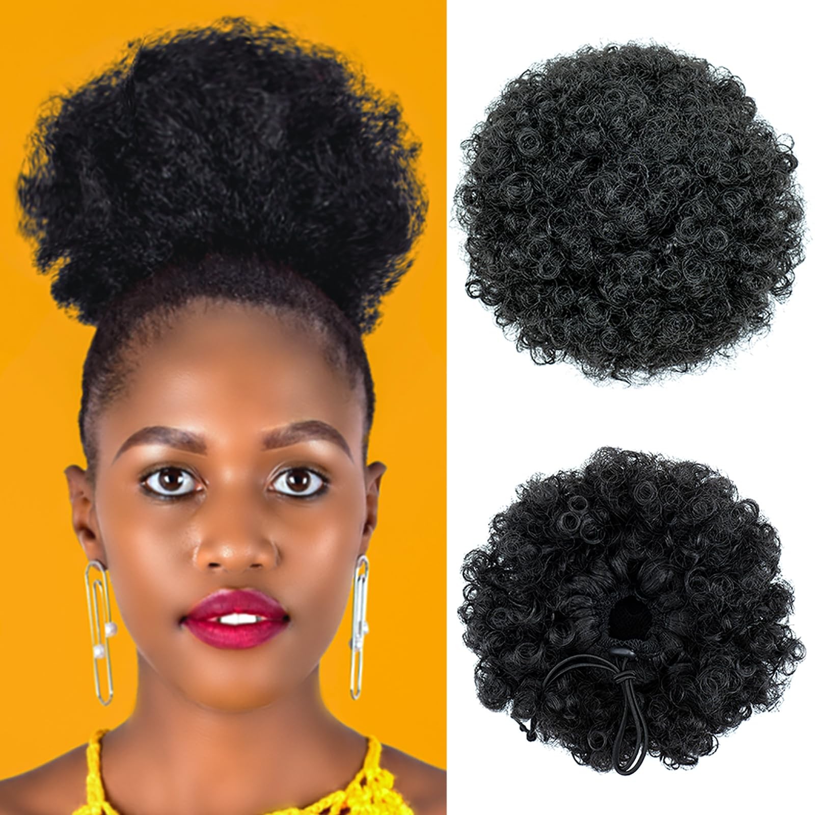 Afro Puff Drawstring Ponytail Extension 6″ 65g Synthetic Kinky Curly