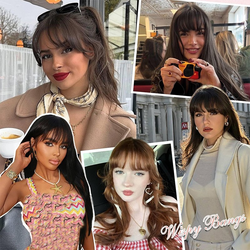 100% Remy Human Hair Bangs Fringe Clip in Air Thin Topper Hairpiece Extensions