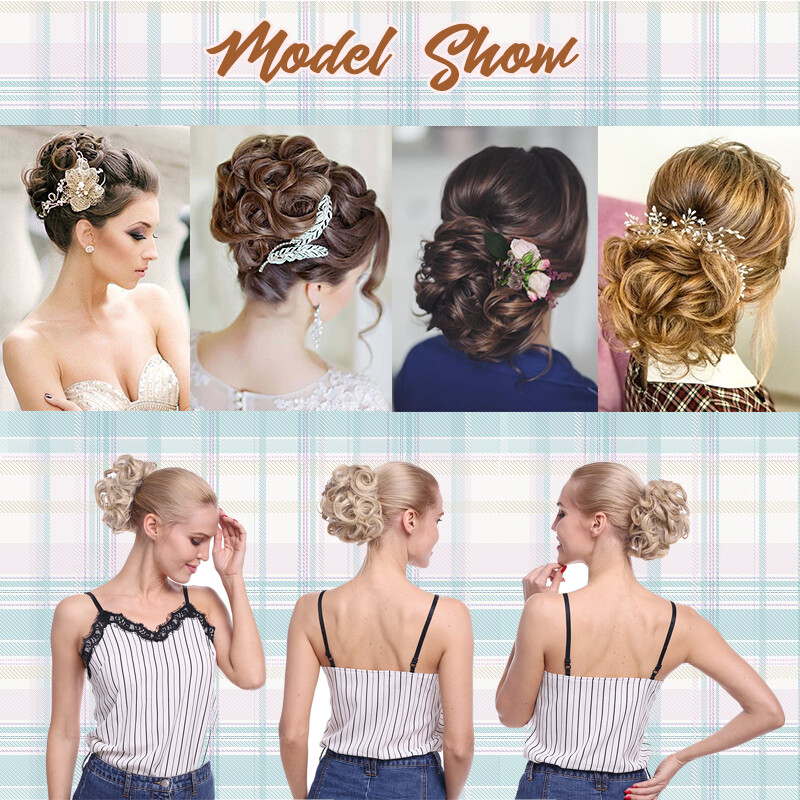 THICK Chignon Messy Bun Updo Clip in Extensions Curly Hair Piece Real as Human