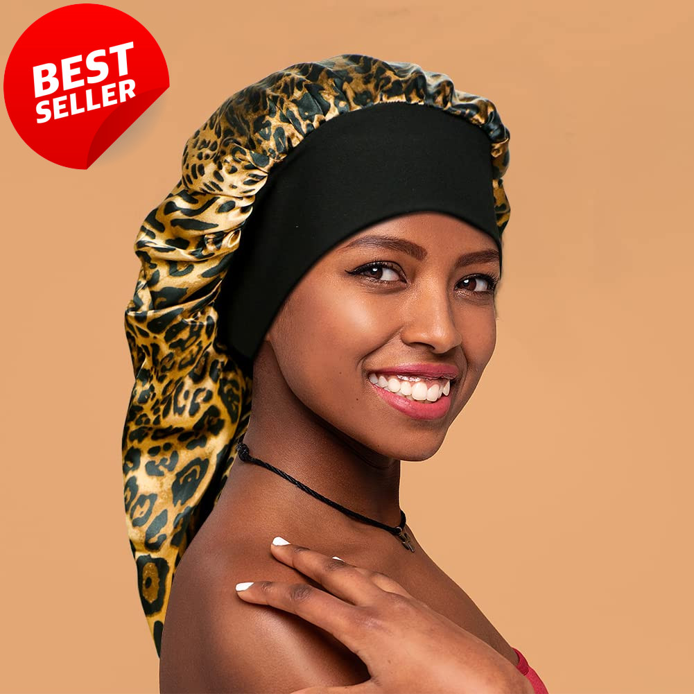 2PCS Long Satin Sleep Bonnet for Curly Hair Dreadlocks Braids Hair Care – US