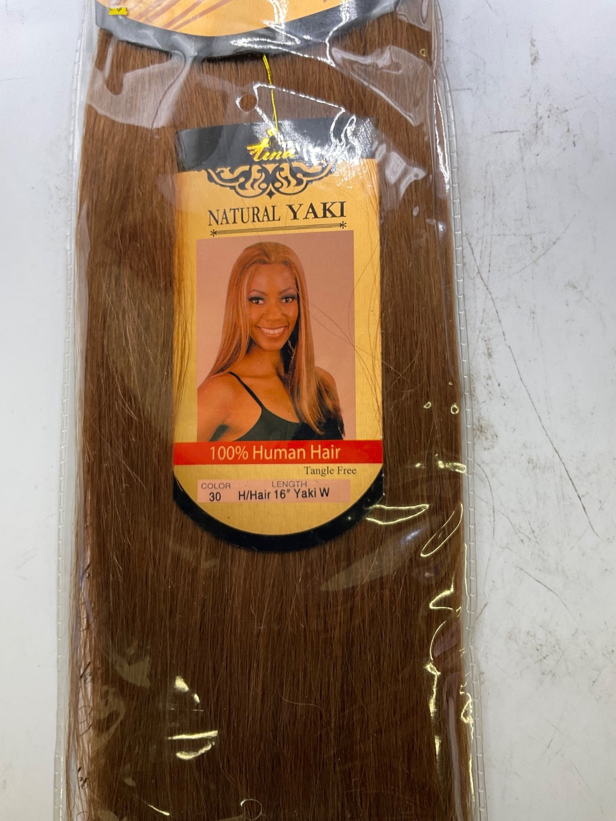 Tina Collection Premium Natural Yaki 100% Human Hair Length: 16″ Color: 30