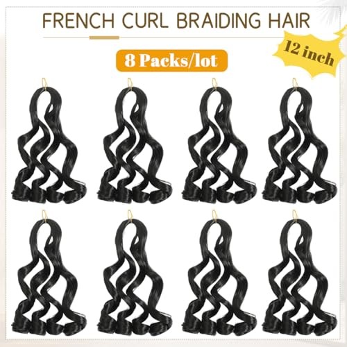 French Curl Braiding Hair Pre Stretched Bouncy Braiding Hair Curly 12 Inch #1B