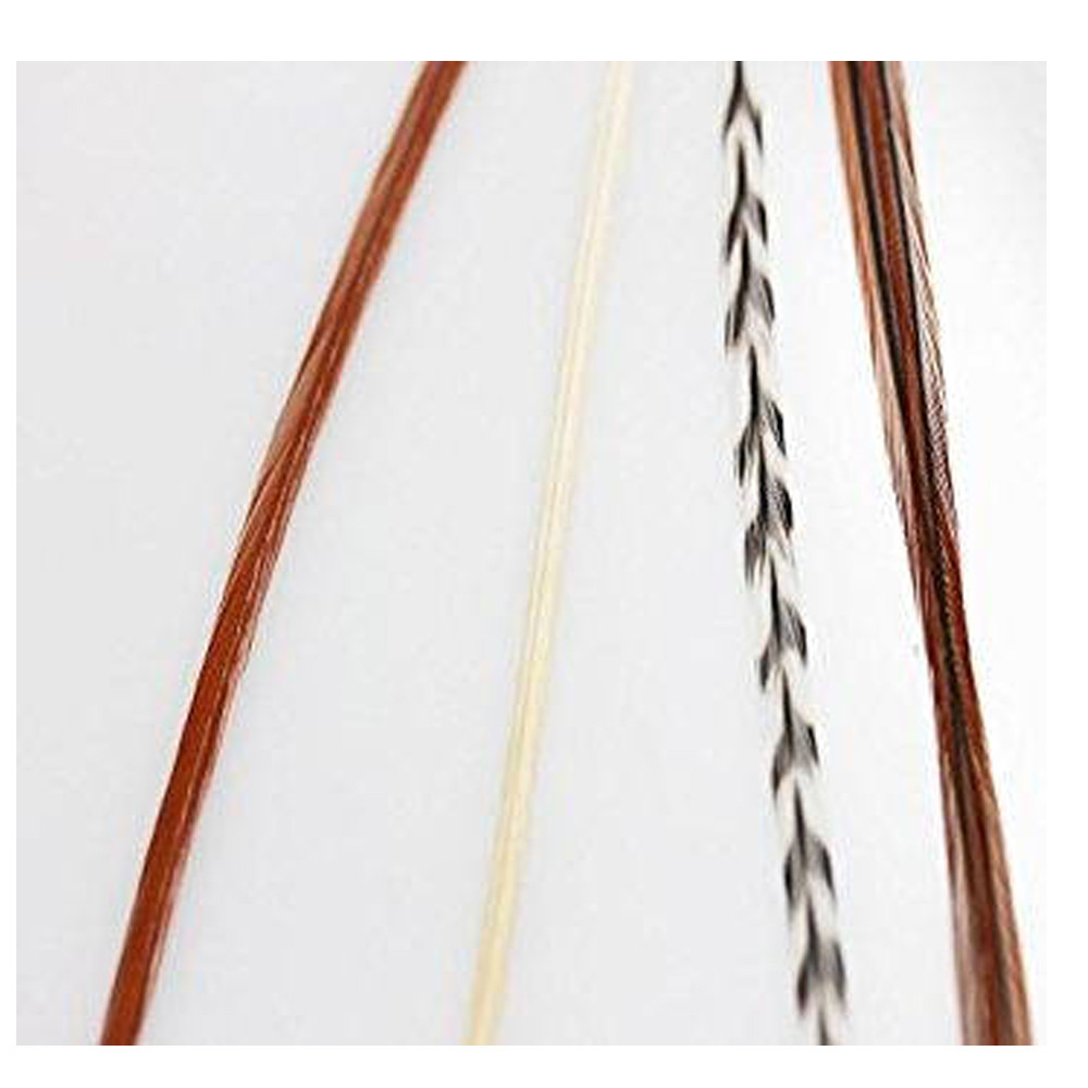 4-7 inch Natural Ginger,Beige,Grizzly 100% Real Hair 6 Feather Extensions bonded